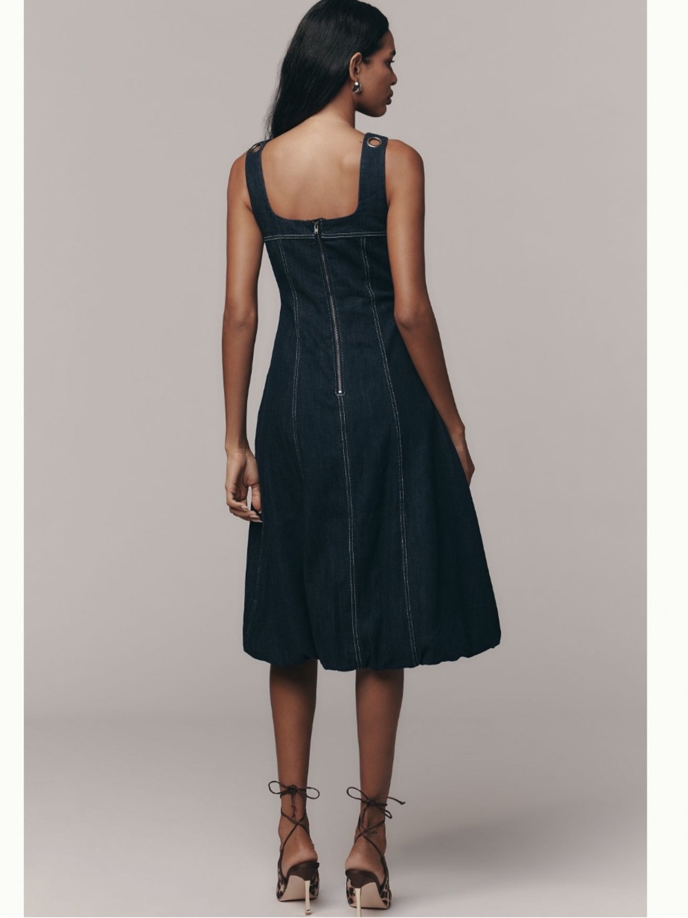 NWT Anthropologie Pilcro Square-Neck Denim A-Line Midi Dress - Picture 2 of 12